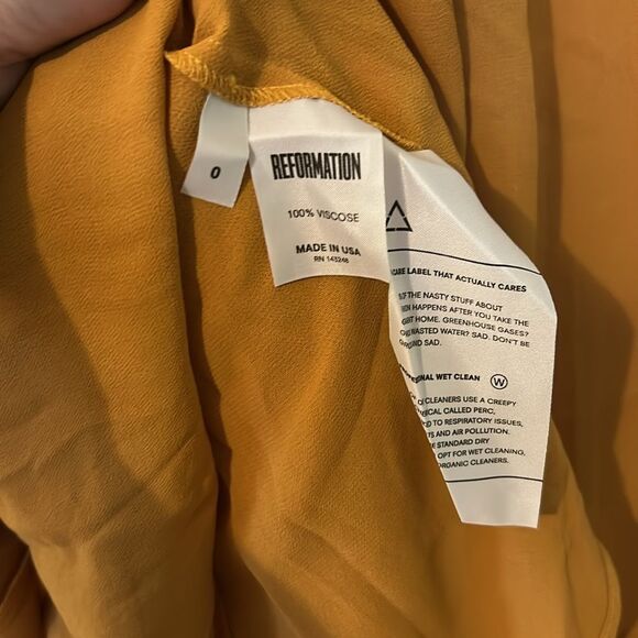 Reformation Delancey Goldenrod Mini Keyhole Dress - Size 0 - Picture 6 of 7